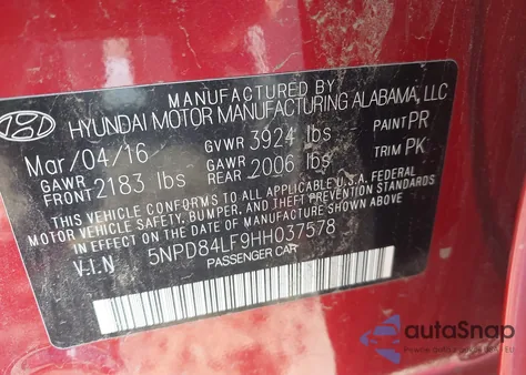 2017 Hyundai Elantra Se z USA, uszkodzony, nr VIN 5NPD84LF9HH037578